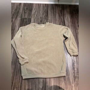 unbranded Beige S Sweatshirt Crew Neck Long Sleeve Pullover Corduroy Polyester